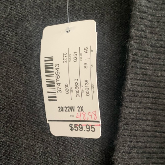 cj banks gray open long cardigan sweater NWT  with flaw Size 2X - Picture 5 of 9